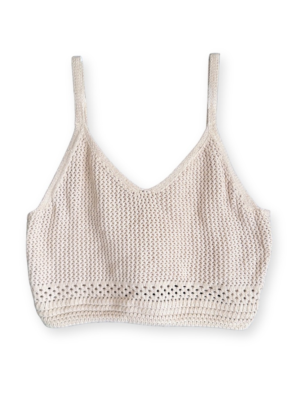 Z-Supply Embrie Natural Crochet Tank | Womens Large | Boho Beachy Crop Top